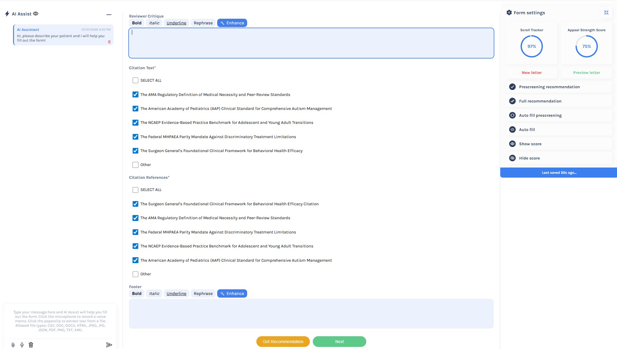 Appeal Form with Citations