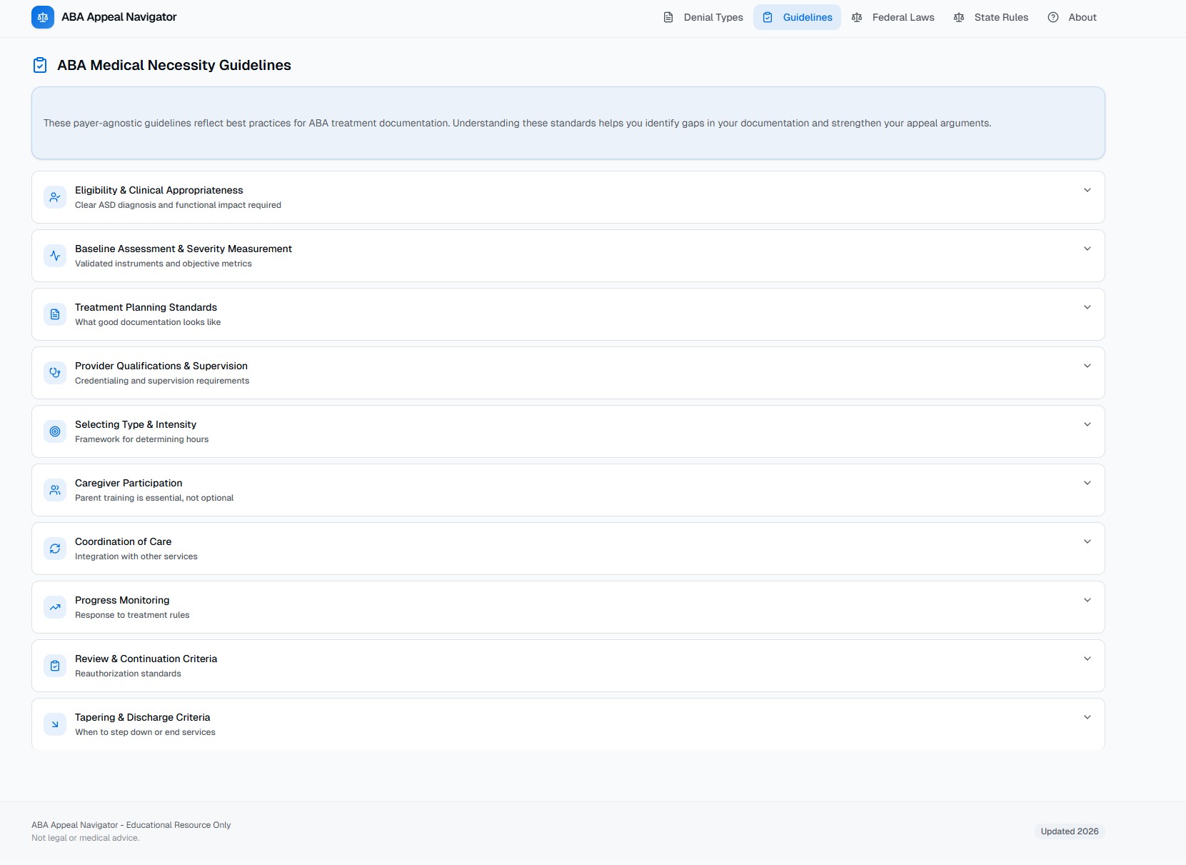 Medical Necessity Guidelines